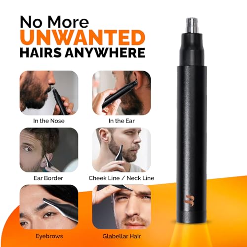 Brio Nose Hair Trimmer for Men & Women, Comfortable Eyebrow Trimmer with Sleek Design, Ear Hair Trimmer Equipped with a 2 - Edge Rotary & Linear Blade