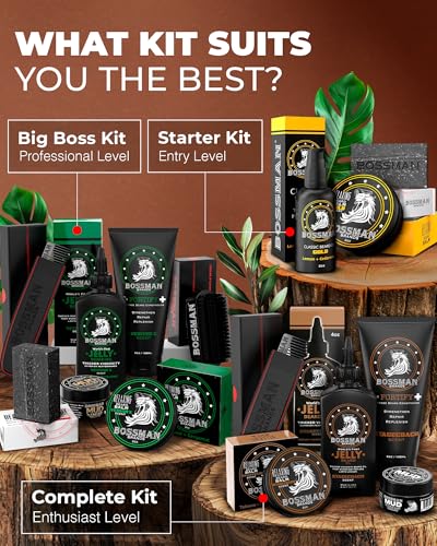 Bossman Essentials Beard Kit for Men - Magic Scent - 3-Piece Grooming Set - Variation of B. Essentials Kit Magic