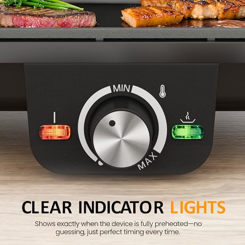 38-Inch Electric Griddle with Nonstick Surface & Dual Temperature Control