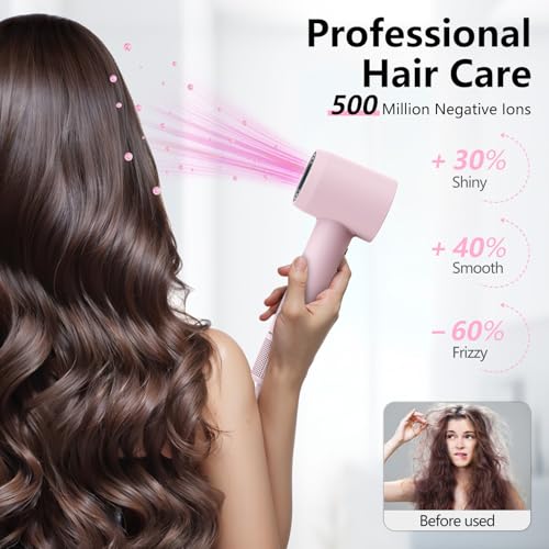 Pink Professional High-Speed Hair Dryer with Ionic Care & Travel Accessories