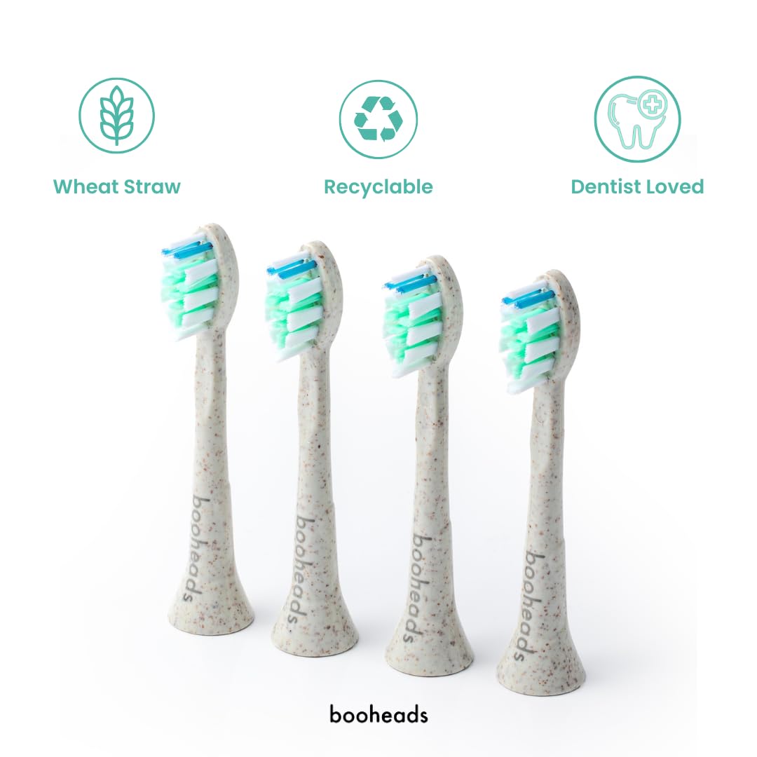 booheads Sonibio - Plant-Based Electric Toothbrush Heads - Sustainable BPA-Free Electric Toothbrush Heads Compatible with Sonicare* 4PK