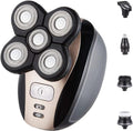 Men's Electric Bald Razor - 5-in-1 Grooming Kit with Gold Finish, Waterproof Head Shaver & Trimmer