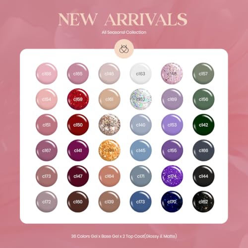 Beetles Gel Nail Polish Set 36 Colors with Top & Base Coats - Neutral Elegance Variation