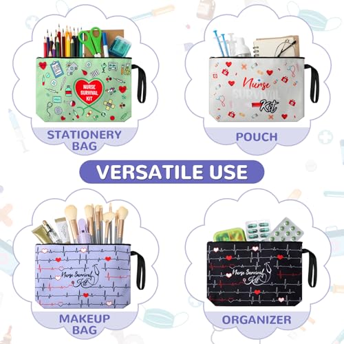 Fashionable Nurse Cosmetic Bags Bulk - 24 Pack with Handles, Vibrant Colors