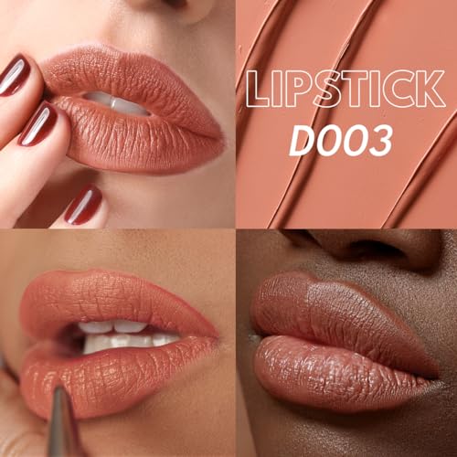 imakeupnow 2PCS Marbled Matte Lip Stick Makeup - Velvety Finish | Naked-lip Feel, Full Coverage, D003+D004