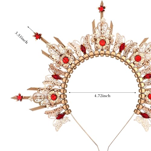 Red Butterfly Halo Crown Headpiece for Cosplay & Festivals - Handmade