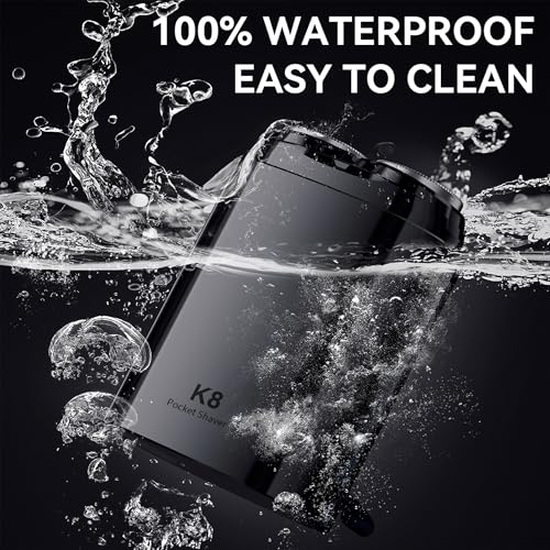 Mini Electric Shaver for Men, Portable Magnetic Dual-Head Rotary Pocket Electric Razor for Face, IPX7 Waterproof Wet & Dry, USB-C Rechargeable for Home, Car, Travel, K8,Black