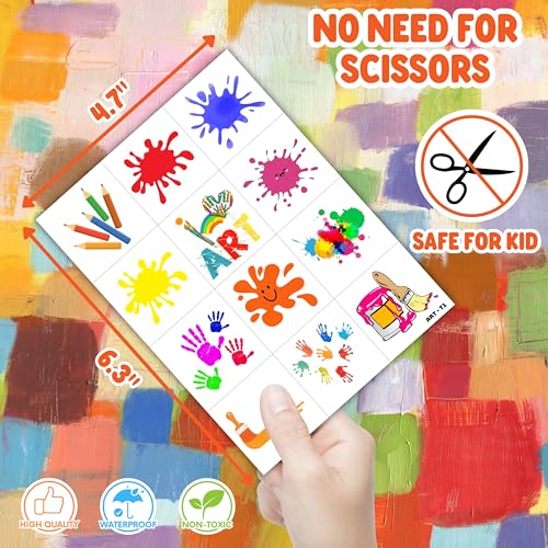 96PCS Art Pre-Cut Temporary Tattoos for Kids - Fun Party Favors, Birthday Decorations, Stickers for Girls & Boys, Classroom Rewards & Themed Gifts