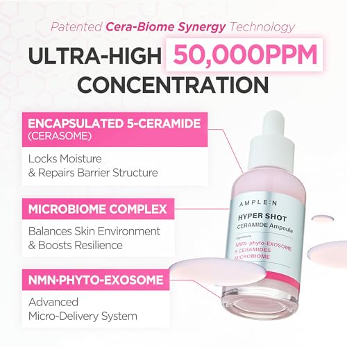 Ceramide Ampoule for Dry Skin Barrier - 2.7 Fl Oz, Hydrating Serum with 5 Ceramides & Cholesterol - Pack of 1