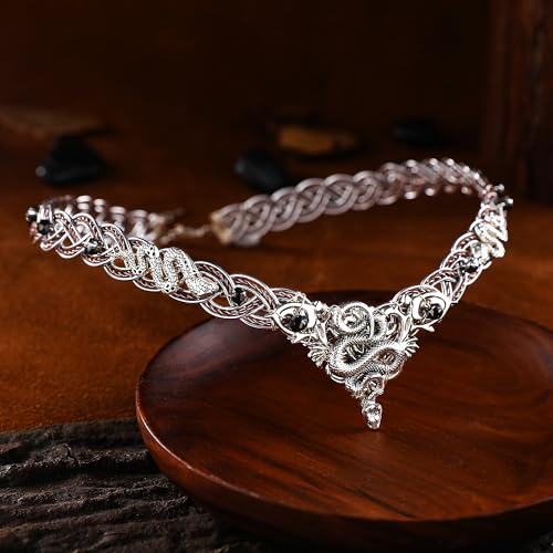 Renaissance Medusa Snake Crown - Medieval Retro Elf Viking Crown Braided Viking Tiara Fairy Circlet Silver Snake Vintage Celtic Headband Cosplay Halloween Elf Headpiece for Men and Women