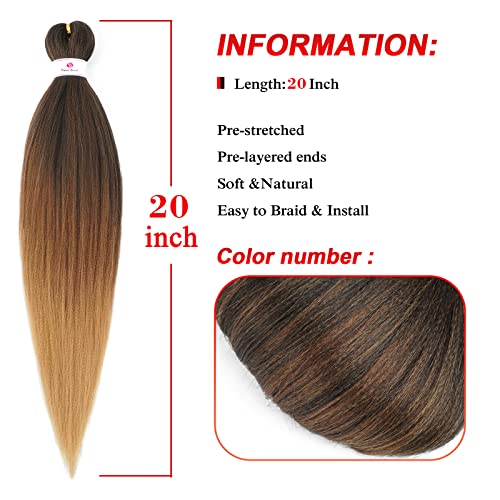 Pre-Stretched Braiding Hair 20 Inch #1B-30-27 - Ombre Synthetic Extension (8 Packs)