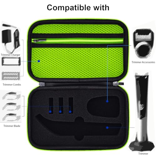 LinMei Travel Trimmer Case Compatible with One Blade QP6510/70 QP6520/70 Pro Wet Dry Electric Shaver Hard Portable Storage Carrying Case for Shavers and Accessories