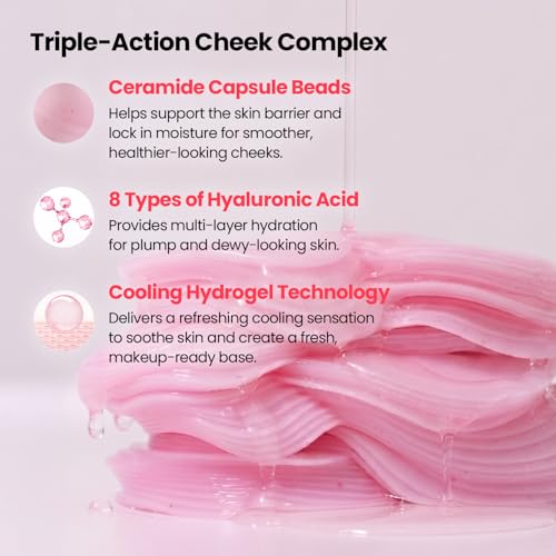 Hydrogel Heart Cheek Patches - Pinkish Hydrating Pre-Makeup Masks, 30 Count