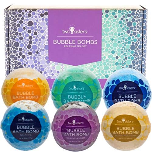 Two Sisters Relaxing Bath Bombs for Women, Girls, Teens & Kids (6 Pack) - Natural Bubble Bomb, Moisturizes Dry Skin, Releases Color, Aromatic Scents, USA Made - Ideal Mothers Day Gift by Two Sisters