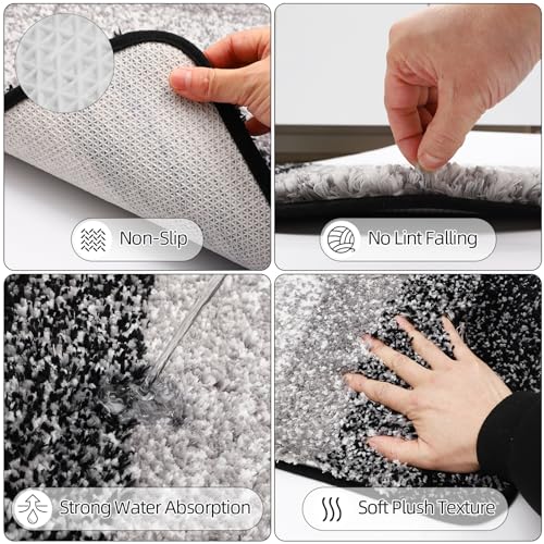 Black Bathroom Set with Shower Curtain and Rugs - 32PCS Toilet Accessories Including Trash Can & More - Variation: Bath Set + Shower Curtain + Bath Rugs