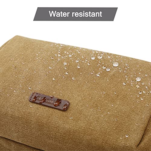 BAGSMART Large Khaki Canvas Travel Toiletry Bag with Water-Resistant Organizer