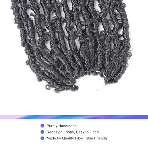 10 Inch Butterfly Locs Crochet Hair - Natural Black, 6 Packs, Style Variation 1B