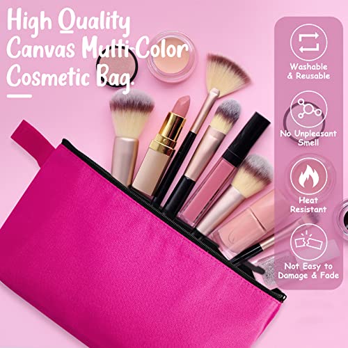 Canvas Makeup Bags Bulk 40 Pcs with Zipper, 9.8 x 5 x 2 Inches - Colorful & Reusable