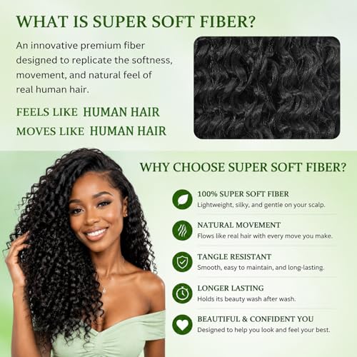 Burmese Curly Crochet Hair 8 Packs - 18 Inch Knotless Spiral Curl Extensions - 1B