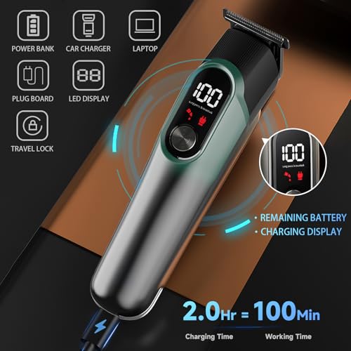 Men's 5-in-1 Waterproof Cordless Grooming Kit with Hair Clipper, Nose & Ear Trimmers