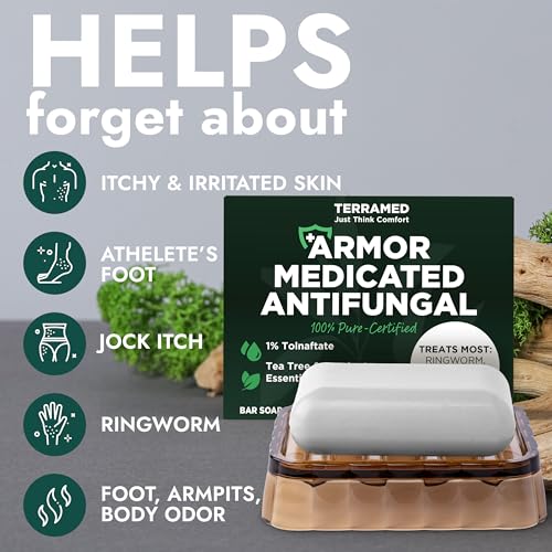 Antifungal Tea Tree Soap 2 Pack with Scrubber for Jock Itch & Ringworm