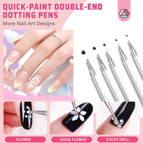 SAVILAND Electric Nail Drill Professional & 5PCS Dotting Tools : 40000RPM Nail Filer Electric Manicure Pedicure13 Nail Drill Bits for Acrylic Nails False Nails Gel Nails