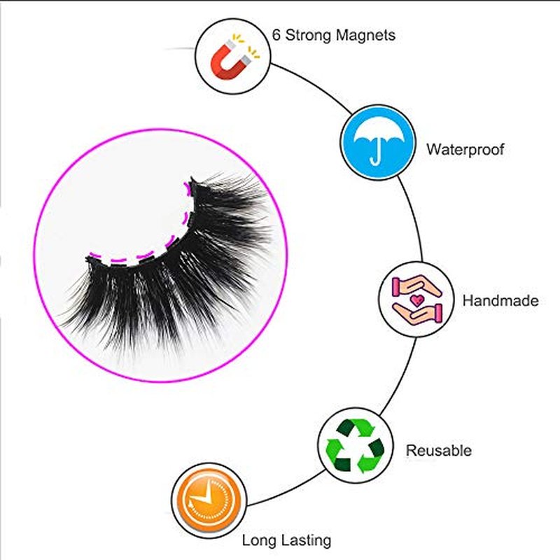 DAODER Magnetic Eyelashes with 4 Tubes Eyeliner Kit Long Magnetic Lashes Wispy 10-20MM Variety Pesta?as Postizas Magneticas D Curl 10 Pairs Magnet False Eyelashes for Daily Wear