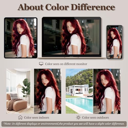 Refined Hair Long Burgundy Wavy Wig 26in for Women - Middle Part, Heat-Resistant Synthetic Fiber, Comfortable Fit