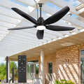 ZYD 52-Inch Black Outdoor Ceiling Fan with Light, Remote, 6-Speed Reversible DC Motor