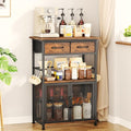 Espresso Coffee Bar Cabinet with Drawers & Hooks - 20.47 x 13.78 x 31.3 Inches