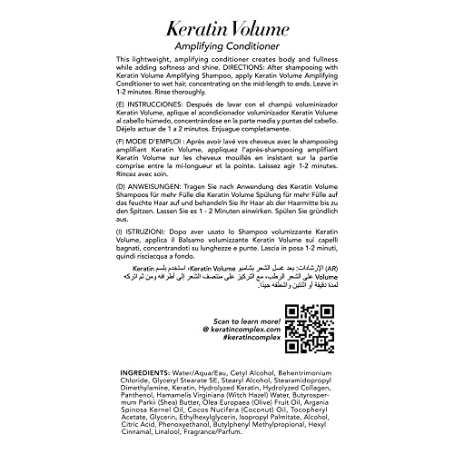 Keratin Complex Volume Amplifying Conditioner 13.5oz - Lightweight, Shine & Fullness for All Hair Types
