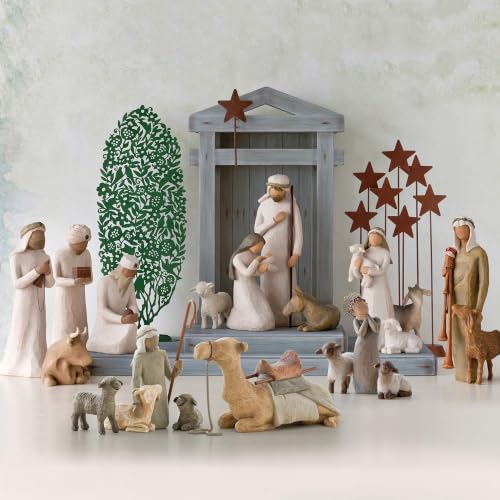 Nativity Shepherd and Stable Animals Set - Hand-Painted Christmas Figures