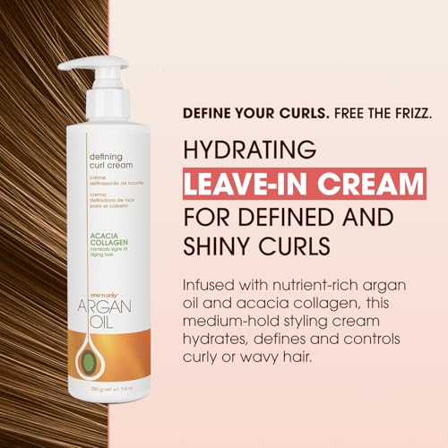 One 'n Only Defining Curl Cream with Argan Oil, Leave-in Conditioning Cream, Defines and Leaves Strong Curly Hair, Enhances Shine and Hydrates Without Sticky Residue, 9.8 Ounces (3 Pack)