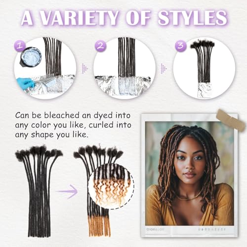 Human Hair Dreadlock Extensions - 8 Inch 0.8cm Thickness, 10 Strands - Natural, Reusable, DIY