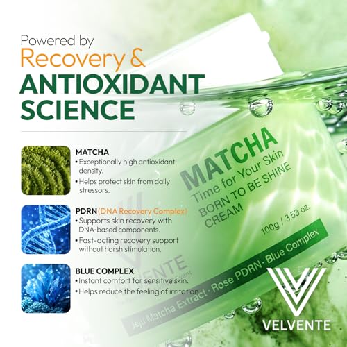 Matcha Hydrating Facial Moisturizer, Rose PDRN All-in-One Skin Face Cream for Redness, Dark Spot, Acne-Prone Skin, Brightening, Anti-Aging, Barrier Support Cream, Korean Skincare 3.53 oz