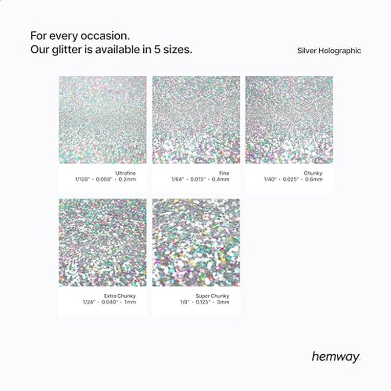 Hemway Eco Friendly Biodegradable Glitter 100g / 3.5oz Bio Cosmetic Safe Sparkle Vegan for Face, Eyeshadow, Body, Hair, Nail and Festival Makeup - Ultrafine (1/128" 0.008" 0.2mm) - Silver Holographic