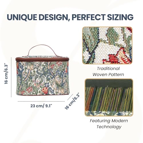 Signare Tapestry Toiletry Bag Makeup Organizer bag for Women with with William Morris Golden Lily Design (TOIL-GLILY)