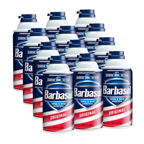 Barbasol Unscented Thick & Rich Shaving Cream - 10 oz Can, Bulk Pack of 12