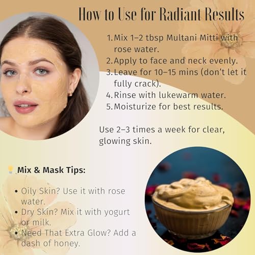 Multani Mitti Powder (Fuller¡¯s Earth) ? 4 oz / 114 g | 100% Natural Clay for Face Mask, Skin Detox & Oil Control | Airtight Bottle