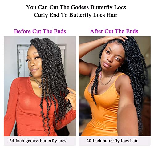 24 Inch Butterfly Locs Crochet Hair with Curly Ends - 6 Packs, Pre-Looped, Soft Faux Locs, Natural Style (1B# Variation of THIS listing)