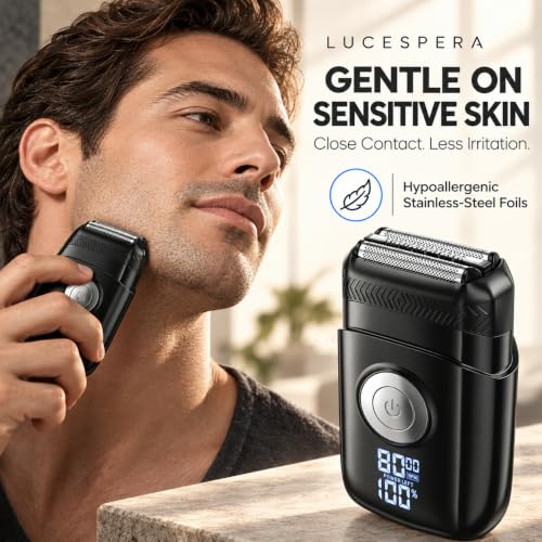 LUCESPERA Electric Foil Shaver for Men - Sensitive Skin, 240 Min USB-C Rechargeable