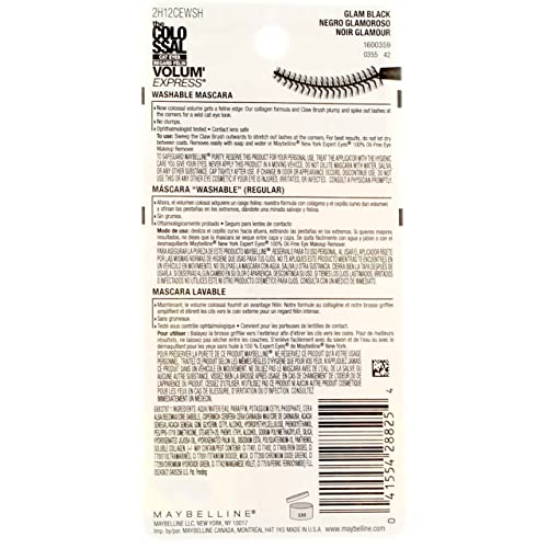 Volum' Express Cat Eyes Mascara with Collagen - Washable, Clump-Free, Black