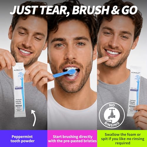 120 Pack Mint Flavor Pre-Pasted Disposable Travel Toothbrushes Ultra Soft Bristles 3-in-1 with Floss & Tongue Cleaner - Eco-Friendly, Individually Wrapped, Mixed