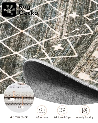 Black 8x12 Moroccan Style Area Rug - Washable Non-Slip Living Room Carpet