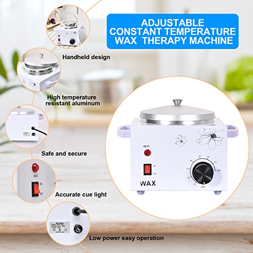 White Wax Warmer Machine for Painless Hair Removal - Large Capacity Metal Heater