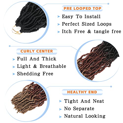 24 Inch Faux Locs Crochet Hair Set - Ombre 7 Packs for Black Women, Pre-Looped & Natural Look Variation of 1B/30/27