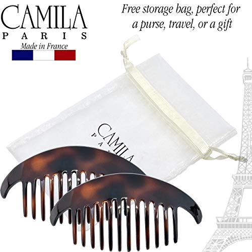 Tortoise Shell Hair Combs Set - 4 Piece French Side Interlocking Clips for Women