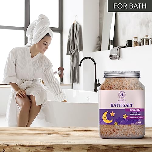 Calming Bath Salts 46 Oz with Sandalwood Lavender Bergamot Essential Oils - Relaxing Body Care & Aromatherapy - 1.3kg - Variation of THIS listing