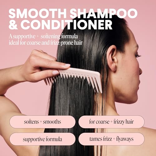 MONDAY Haircare Smooth Shampoo & Conditioner Set 27oz Pack of 2 for Frizz Control - Pink