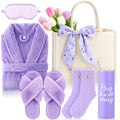 Patelai Purple Spa Robe and Slippers Gift Set for Women - Self Care Gift Basket